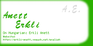 anett erkli business card